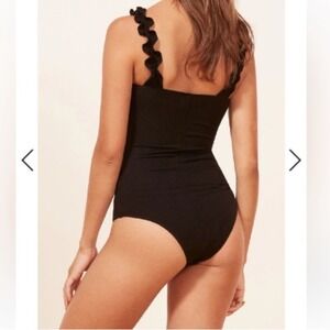 Reformation Hampton Ribbed Bodysuit Ruffle Strap
